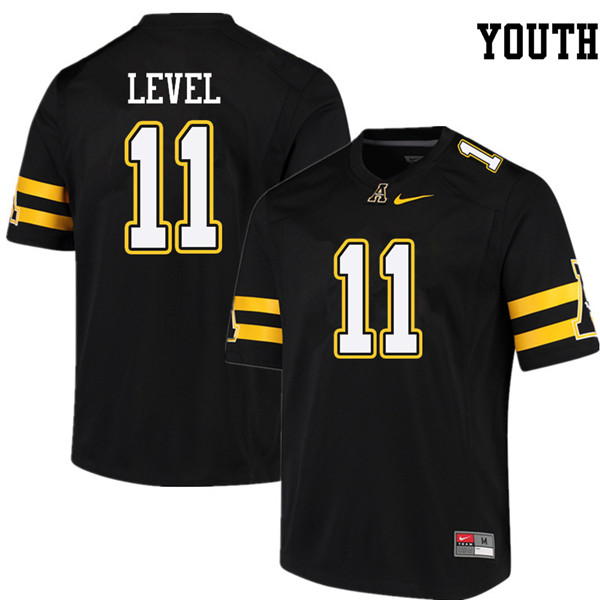 Youth #11 Jeremy Level Appalachian State Mountaineers College Football Jerseys Sale-Black - Click Image to Close